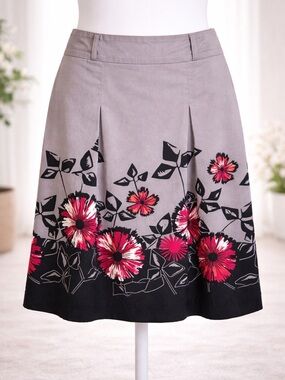 Apt. 9 Size 8 Cotton-Spandex Blend Lined Floral Skirt
